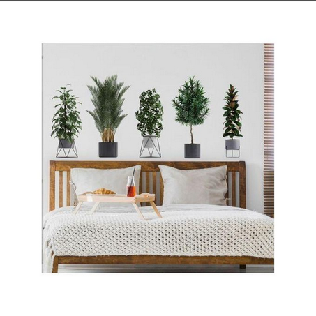 5 Autocollants Muraux En Pot De Plantes Vertes 3D, Réparation De Trous Muraux Décoratifs