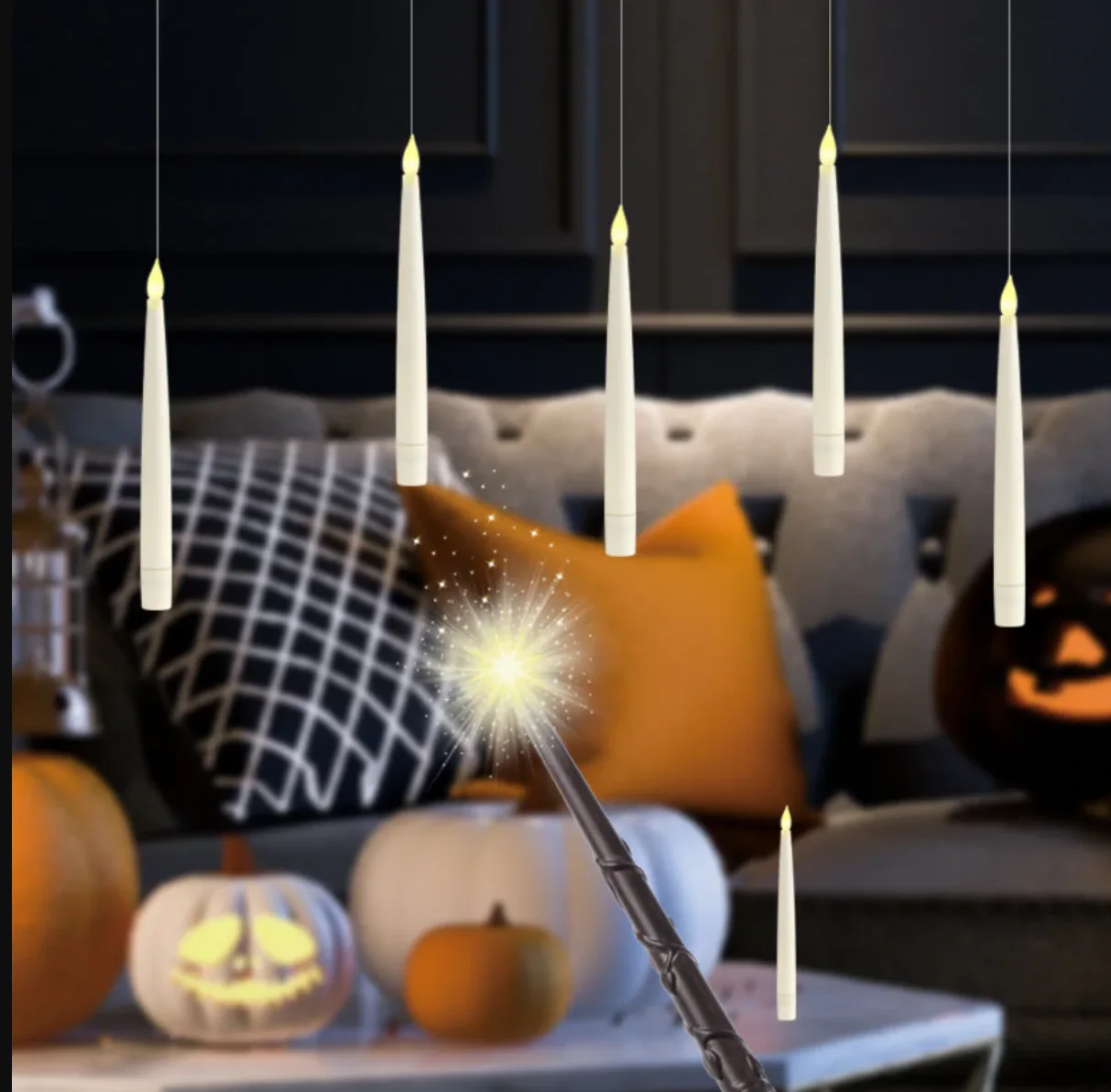 شموع LED  معلقة بعصا سحرية