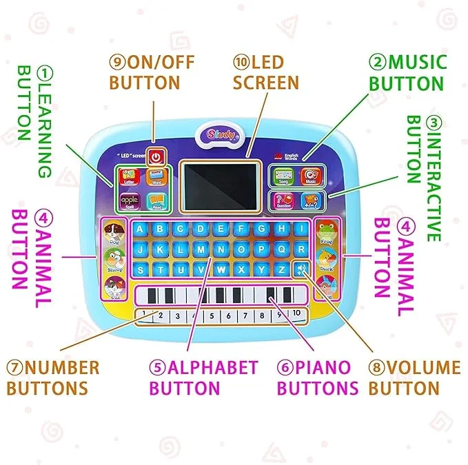 تابلت تعليمي وبيانو  باللغة الإنجليزية بشاشة LED
