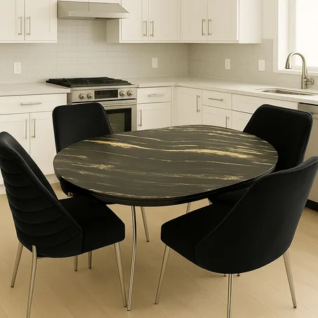 🍽️ طاولة طعام من الخشب المرخّم MDF بتصميم فاخر مع 4 كراسي