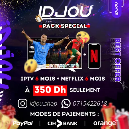IPTV 6 MOIS + NETFLIX 6 MOIS