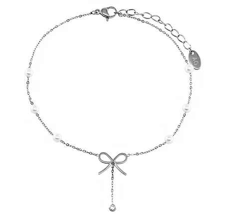 Selver Butterfly With Pearl Pendants Bracelet
