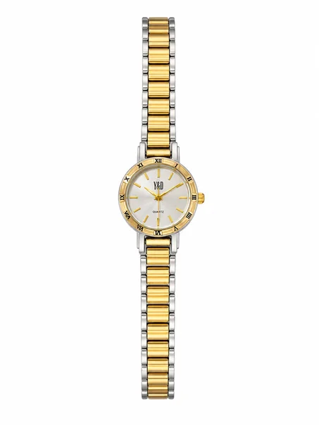 Round Watch With A Two-tone Strap