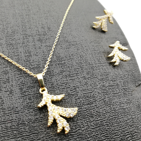 طقم مجوهرات بديكور الفتاة الأنيقة مرصعة 3 قطع