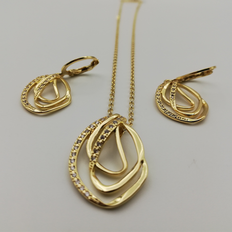 طقم مجوهرات بديكور كبة الخيوط مرصعة 3 قطع