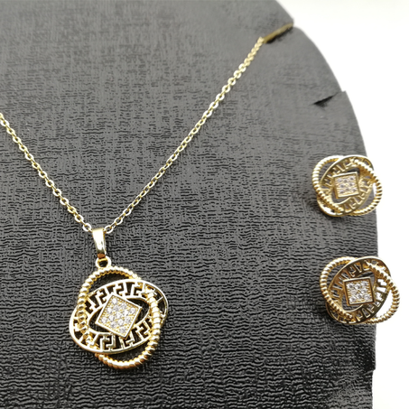 طقم مجوهرات بديكور مدار الكواكب مرصعة 3 قطع