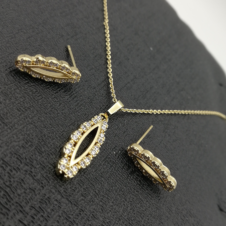 طقم مجوهرات بديكور العين الرفيعة مرصعة 3 قطع