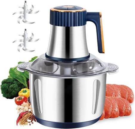 ارابيست مفرمة لحوم كهربائية لمحضر الطعام بقدرة 500 واط مع كوب من الستانلس ستيل 304 سعة 5 لتر و6 شفرات حادة كبيرة و5 سرعات لتقطيع الخضروات والمطبخ، لون ازرق