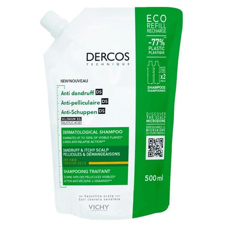 Vichy Dercos DS Shampooing Traitant Anti-Pelliculaire Cheveux Secs Eco-Recharge – 500ml