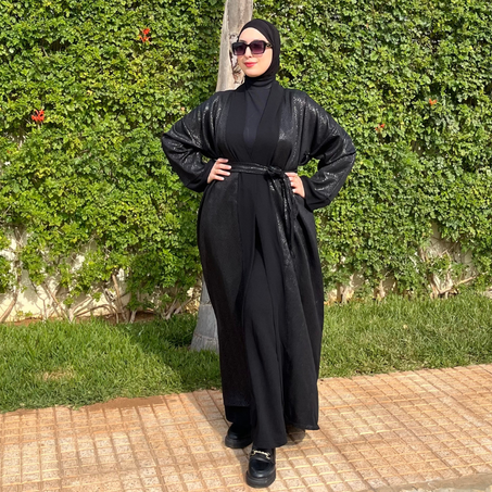Kimono Abaya Noir en Brocart