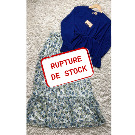 ENSEMBLE BLOUSE & JUPE BLEU ROI BLANC