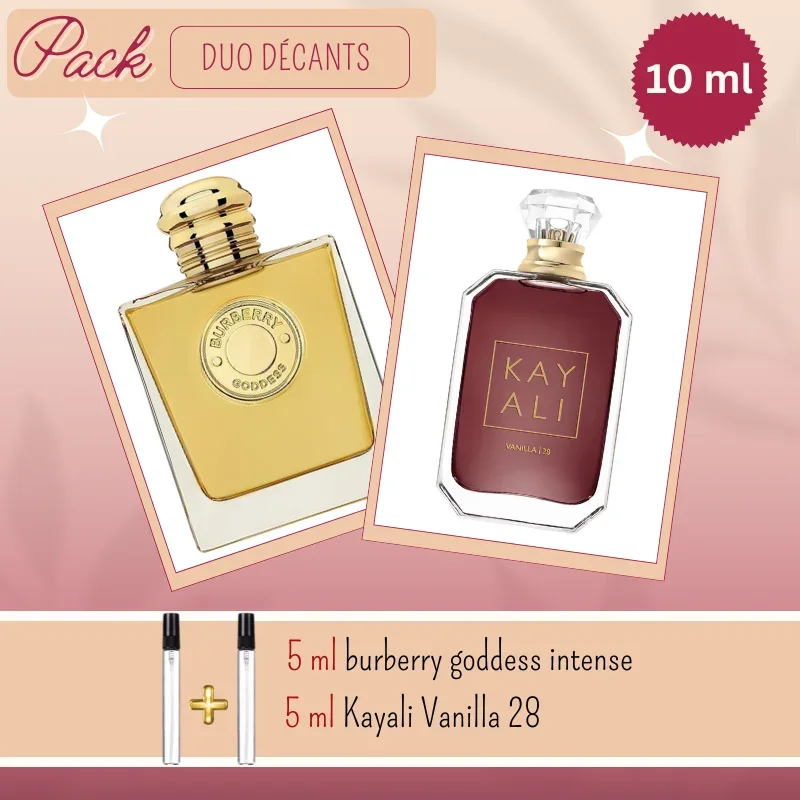 Duo Décants: 5 ml burberry goddess intense & 5 ml kayali vanilla 28