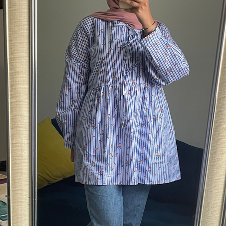 BLOUSE PAPILLON BLEUE