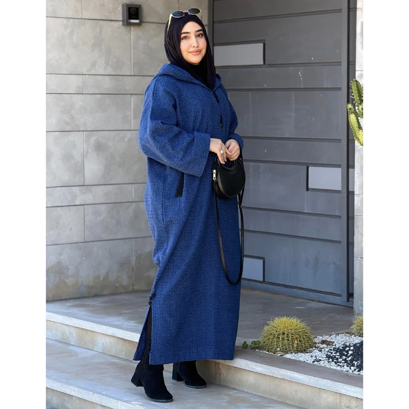 Jellaba moderne JACQUARD – bleu