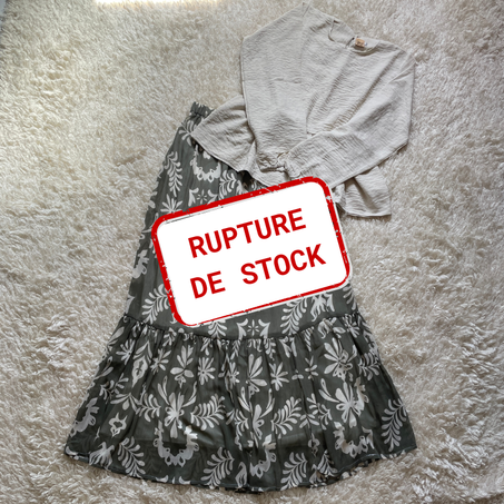 ENSEMBLE BLOUSE & BEIGE ECRU - KAKI