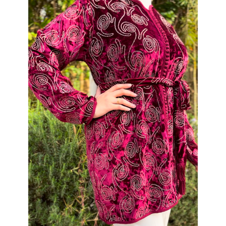 Tunique Traditionnelle en Velours - Bordeaux