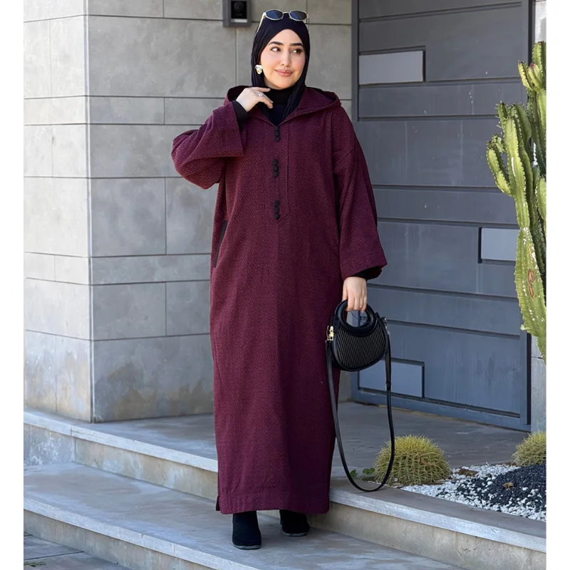 Jellaba moderne JACQUARD – Bordeaux