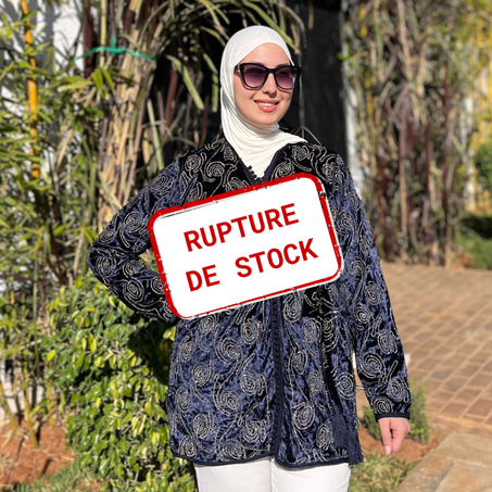 Tunique Traditionnelle en Velours - Bleu