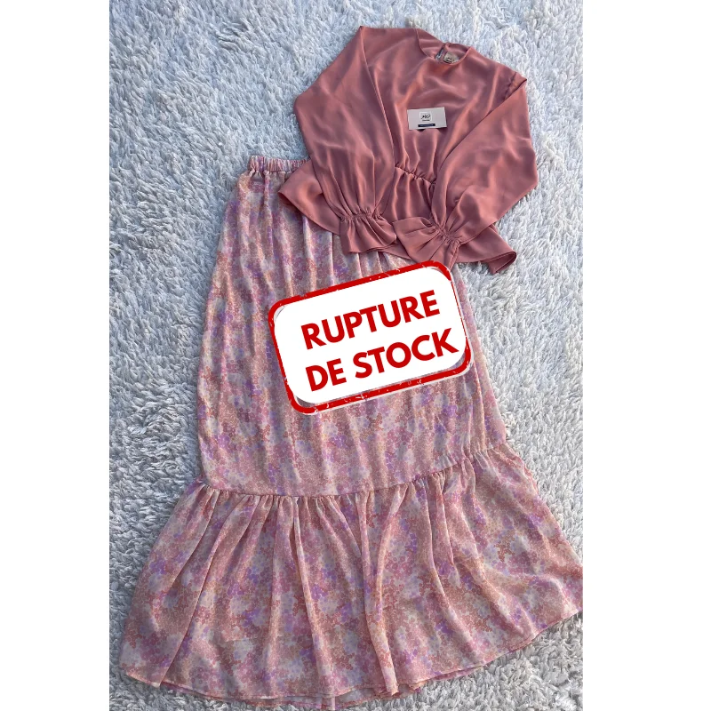 ENSEMBLE BLOUSE & JUPE  SAUMON