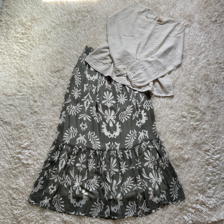 ENSEMBLE BLOUSE & BEIGE ECRU - KAKI