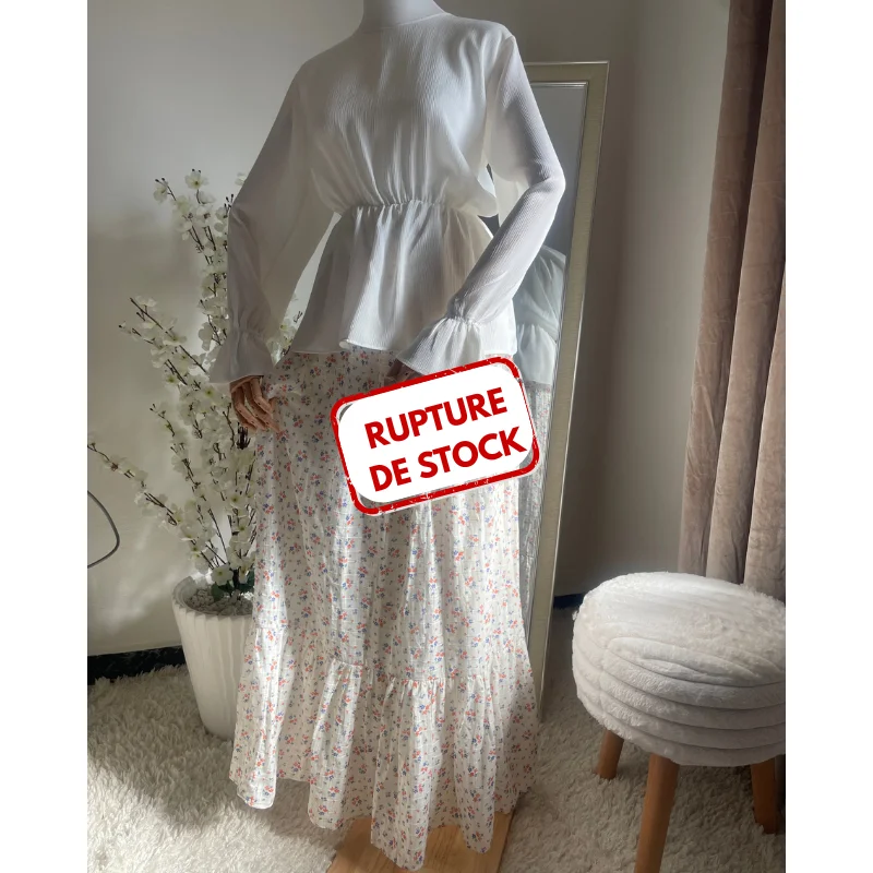 ENSEMBLE BLOUSE & JUPE  - BLANC