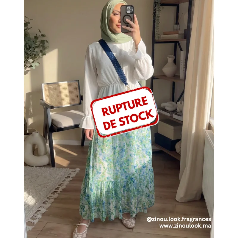 ENSEMBLE BLOUSE & JUPE  - BLANC VERT