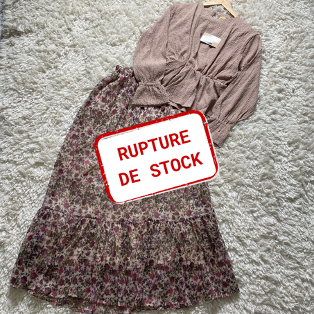 ENSEMBLE BLOUSE & JUPE BEIGE NUDE