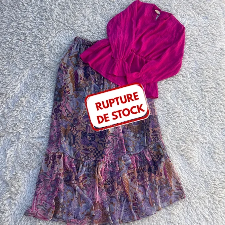 ENSEMBLE BLOUSE & JUPE - ROSE