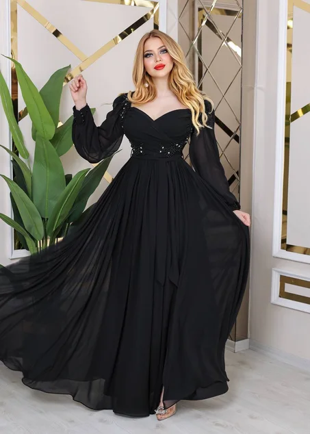 S56 robe soirée long Noire