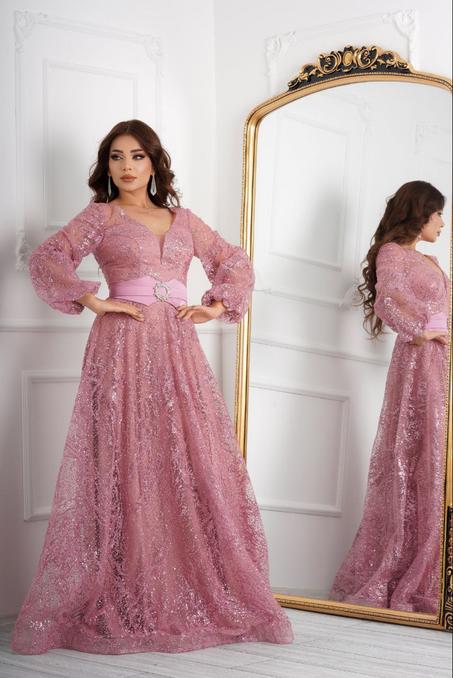 S53 robe soirée long Rose