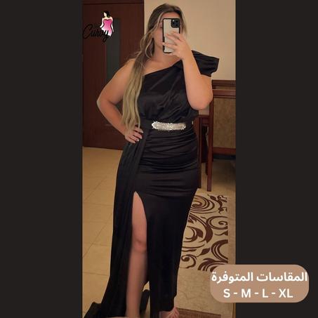 S26 Robe soiree longue ceinturé noir