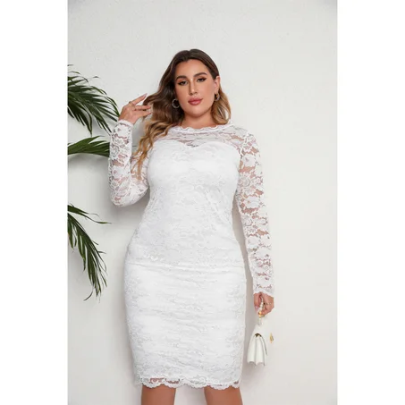 S41 Robe soirée simple sur taille dentelle blanche