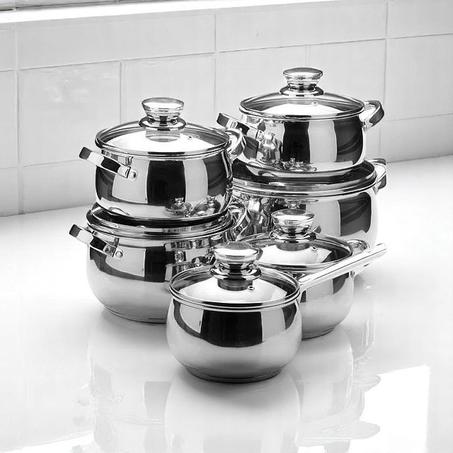 🍳 Batterie de Cuisine Inox – 12 pièces