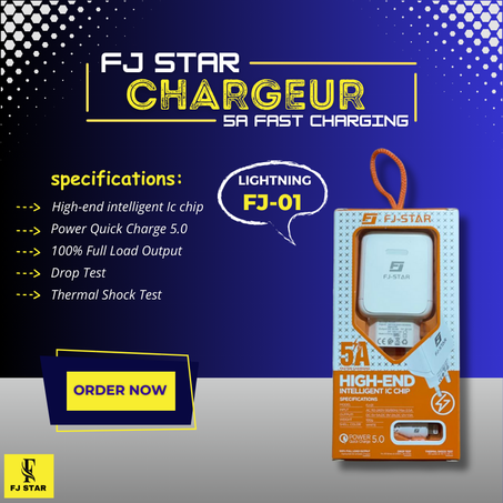 Chargeur Fj Star Super Fast Charging 5A Lightning To Usb