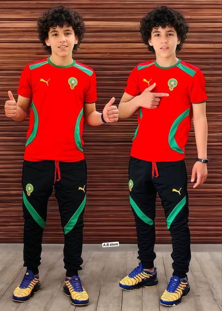 البدلة الرسمية للمنتخب الوطني المغربي الثوب صيفي رطب البادجات طرزة لوغوات طرزة صور وفيديوات حقيقية 1er qualité