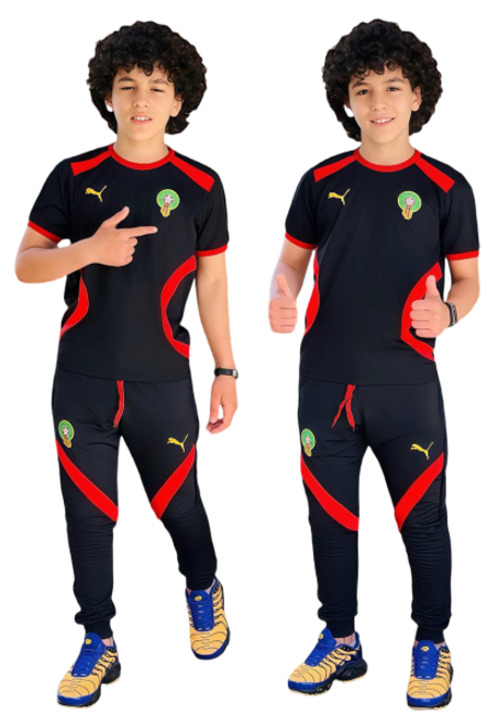 البدلة الرسمية للمنتخب الوطني المغربي الثوب صيفي رطب البادجات طرزة لوغوات طرزة صور وفيديوات حقيقية 1er qualité