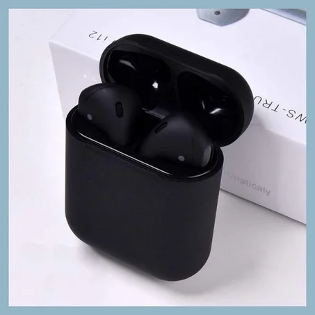 السماعات اللاسلكية Airpods ( i12 tws black ) تحكم ذكي باللمس