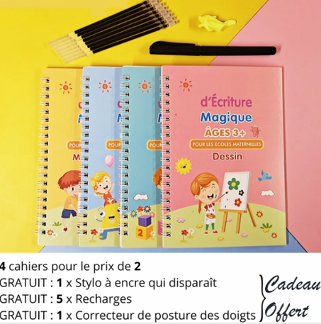 4 Cahiers d'écriture réutilisables + cadeau offert - MagicPen™