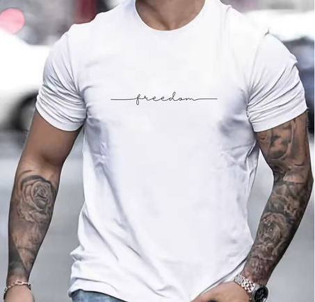 تيشيرت رجالي صيفي كاجوال بقصة ضيقة ورقبة دائرية وأكمام قصيرة