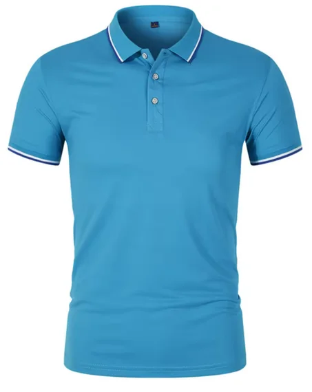 قميص بولو صيفي قابل للتنفس من قماش حرير مثلج عالي الجودة، قابل للتخصيص بالشعار، بأكمام قصيرة، للرجال، رياضي.