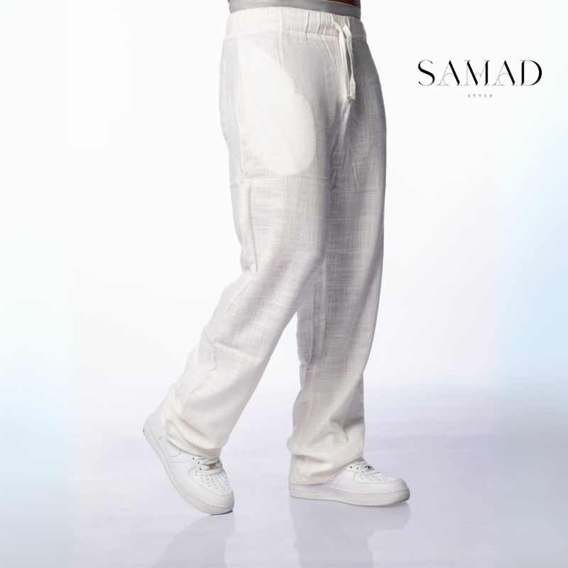 Pantalon en Lin Blanc Cassé – SAMAD STYLE