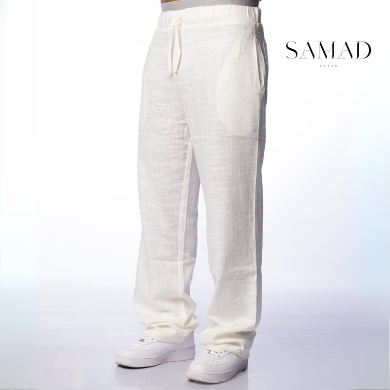 Pantalon en Lin Blanc Cassé – SAMAD STYLE
