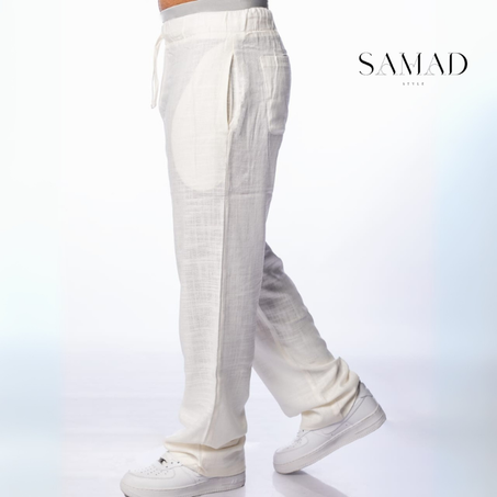 Pantalon en Lin Blanc Cassé – SAMAD STYLE