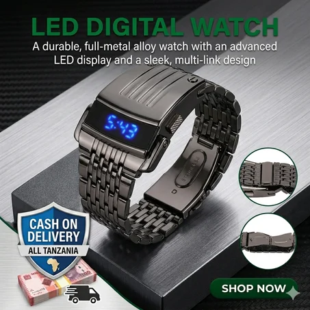 LED Stainless-Steel Digital Watch – Power Meets Prestige for the Tanzanian Hustle