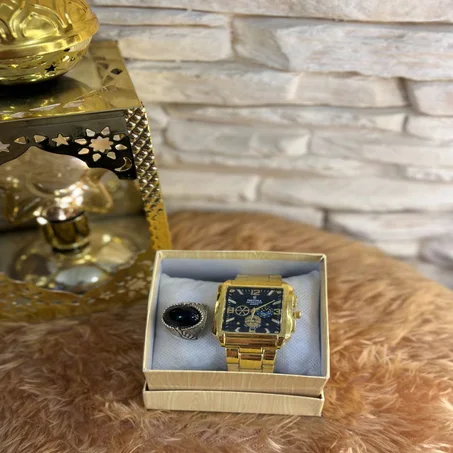 ساعة رجالية فخمة + خاتم