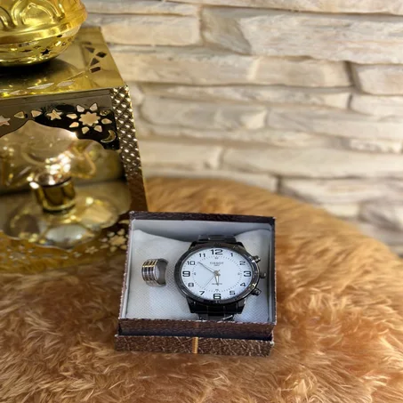 ساعة رجالية حديدية + خاتم