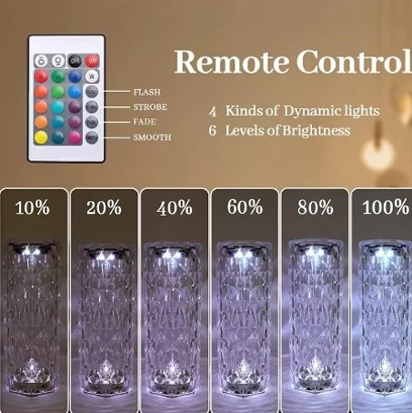 Lampe de Table en cristal . ambiance romantique - لمبة مكتب كريستالية بإضاءة متعددة  الألوان