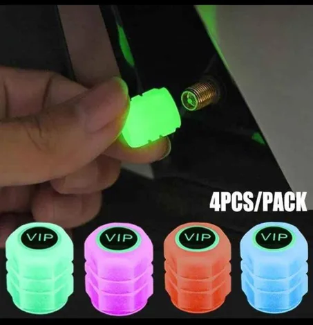 4 قطع متوهجة قبعات صمام الفلورسنت قبعات محور الإطارات لسيارة دراجة نارية عجلة الدراجة