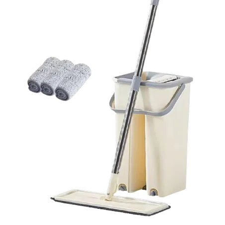 ممسحة أرضية مسطحة بالضغط مع خاصية الغسيل الذاتي والضغط على دلو جاف