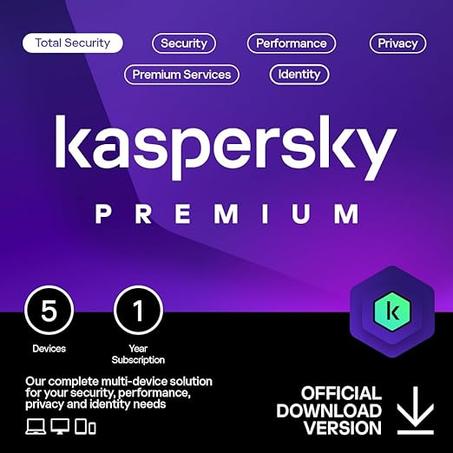 Kaspersky Premium Total Security 2024 | 5 Devices | 1 Year | Anti-Phishing and Firewall | Unlimited VPN | Password Manager | Parental Controls | 24/7 Support | PC/Mac/Mobile | Online Code